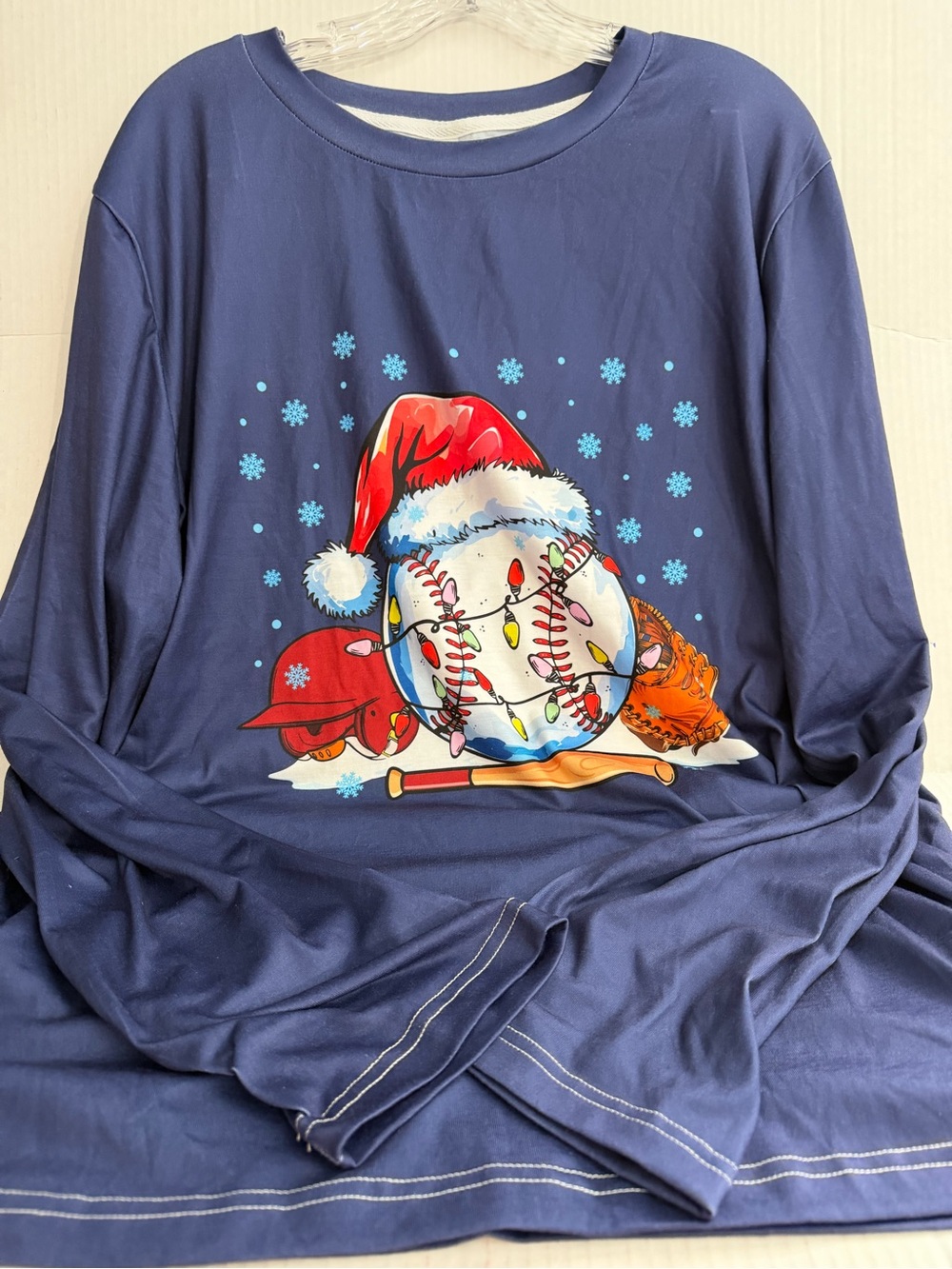 Men’s Christmas Navy Baseball Graphic Long Sleeve Top